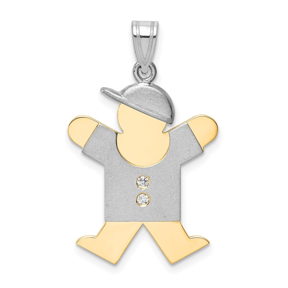 14k Two-tone AA Diamond Pendant