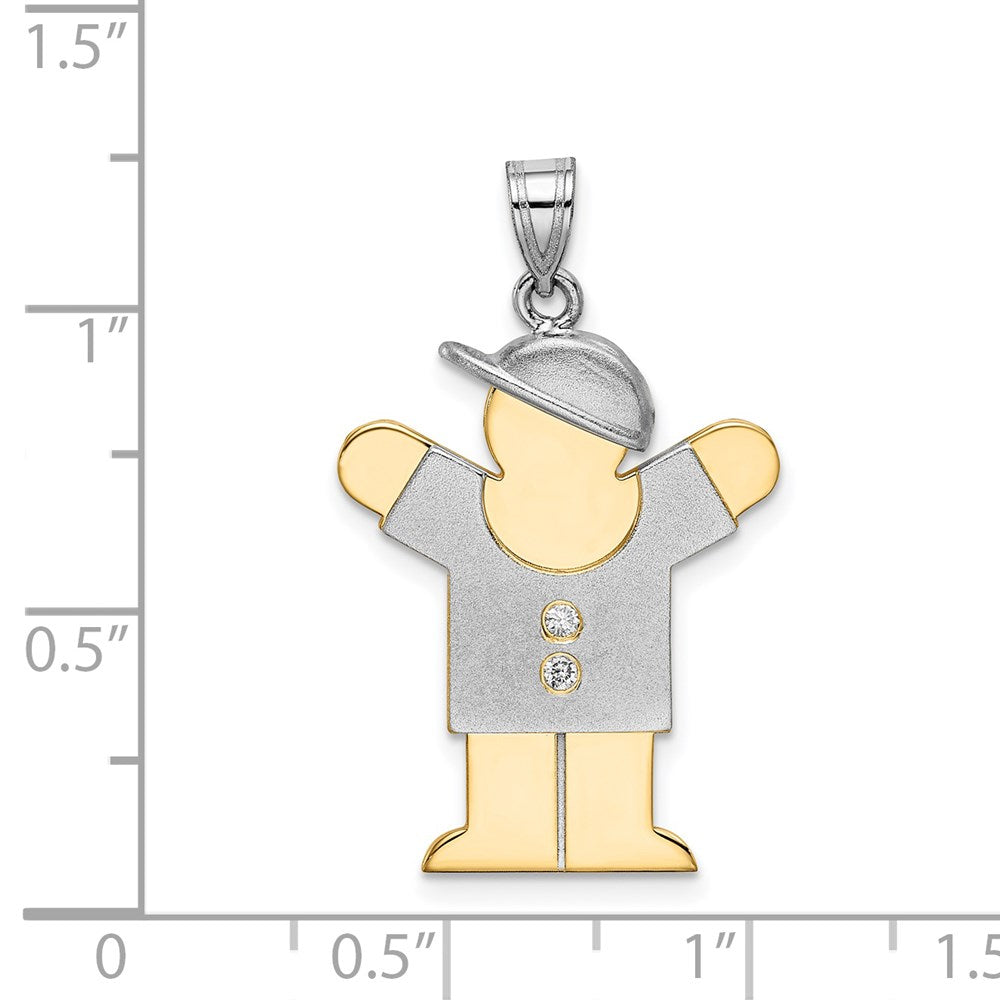 14k Two-tone AA Diamond Pendant