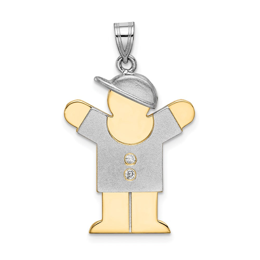 14k Two-tone AA Diamond Pendant