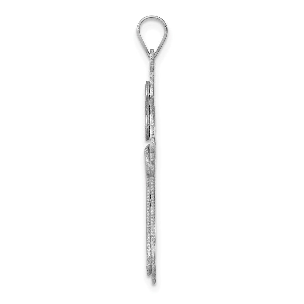 14k White Gold Fleur De Lis Cross Pendant