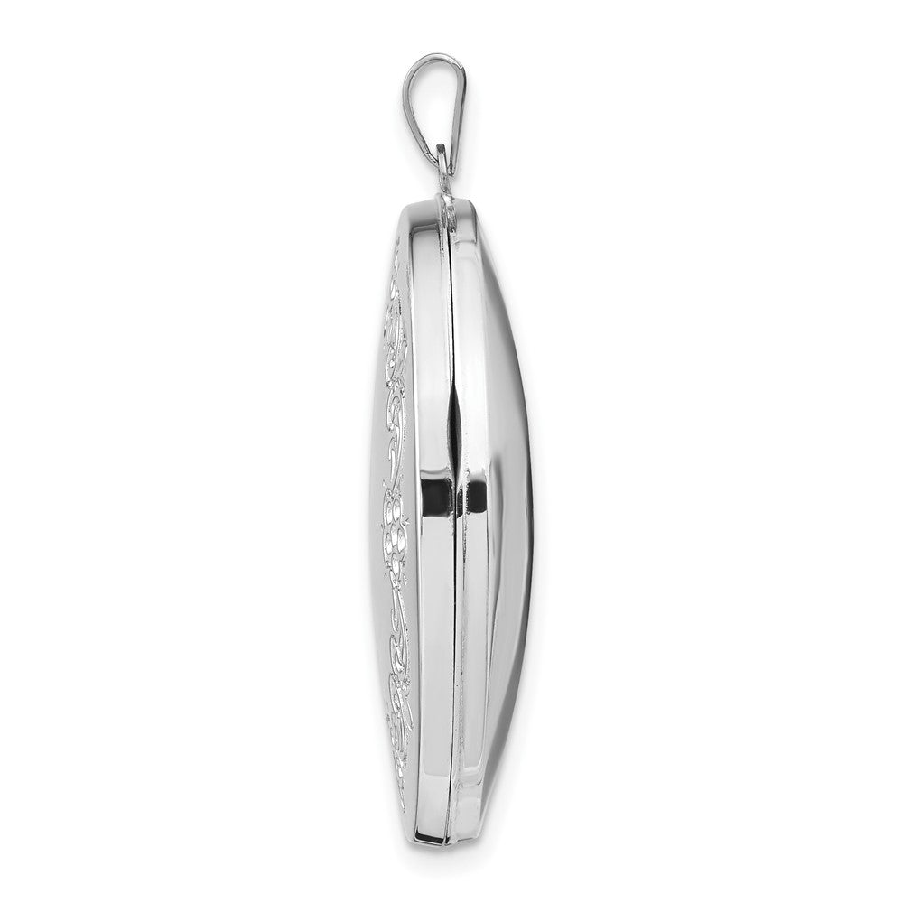 14k White Gold Floral Oval Locket