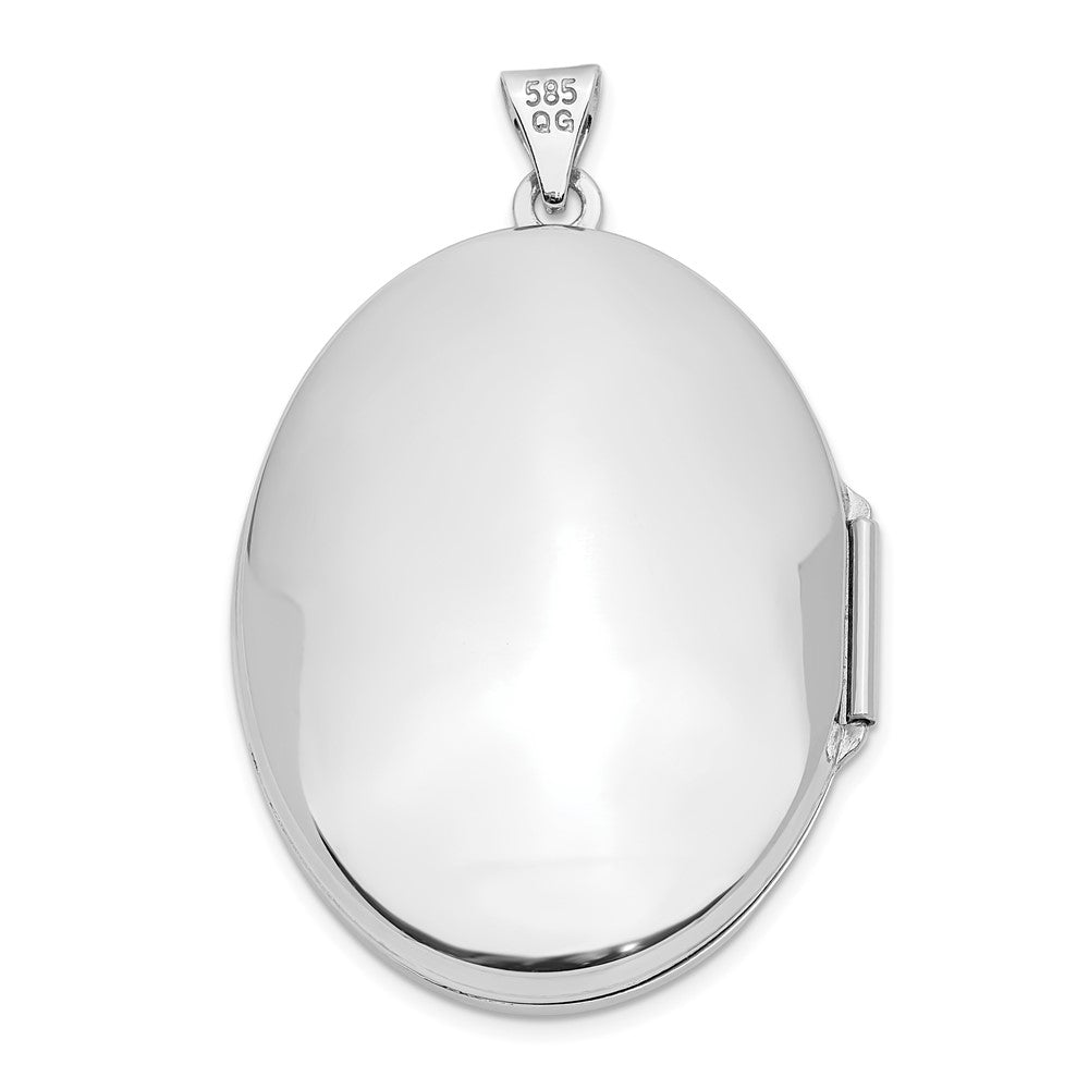 14k White Gold Floral Oval Locket