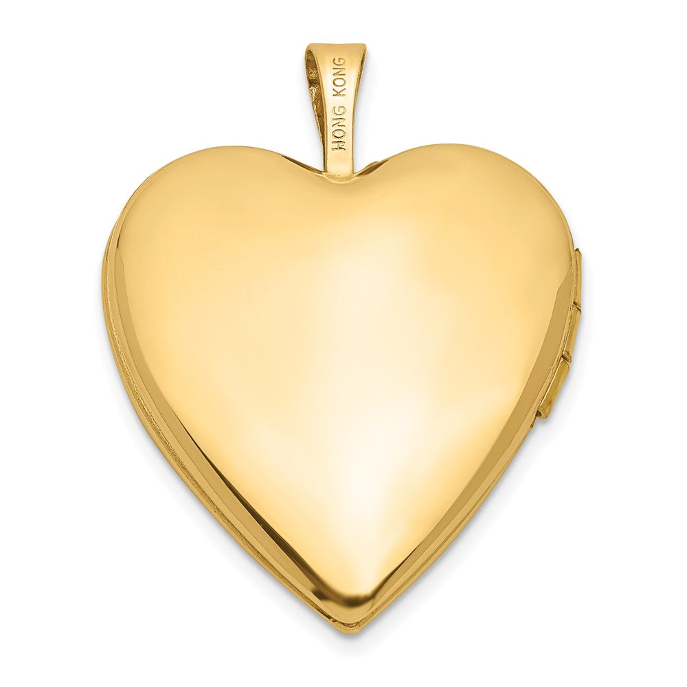 14K Yellow Gold 20mm Plain Polished Heart Locket