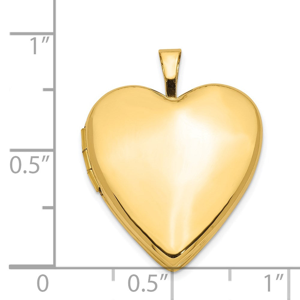 14K Yellow Gold 20mm Plain Polished Heart Locket
