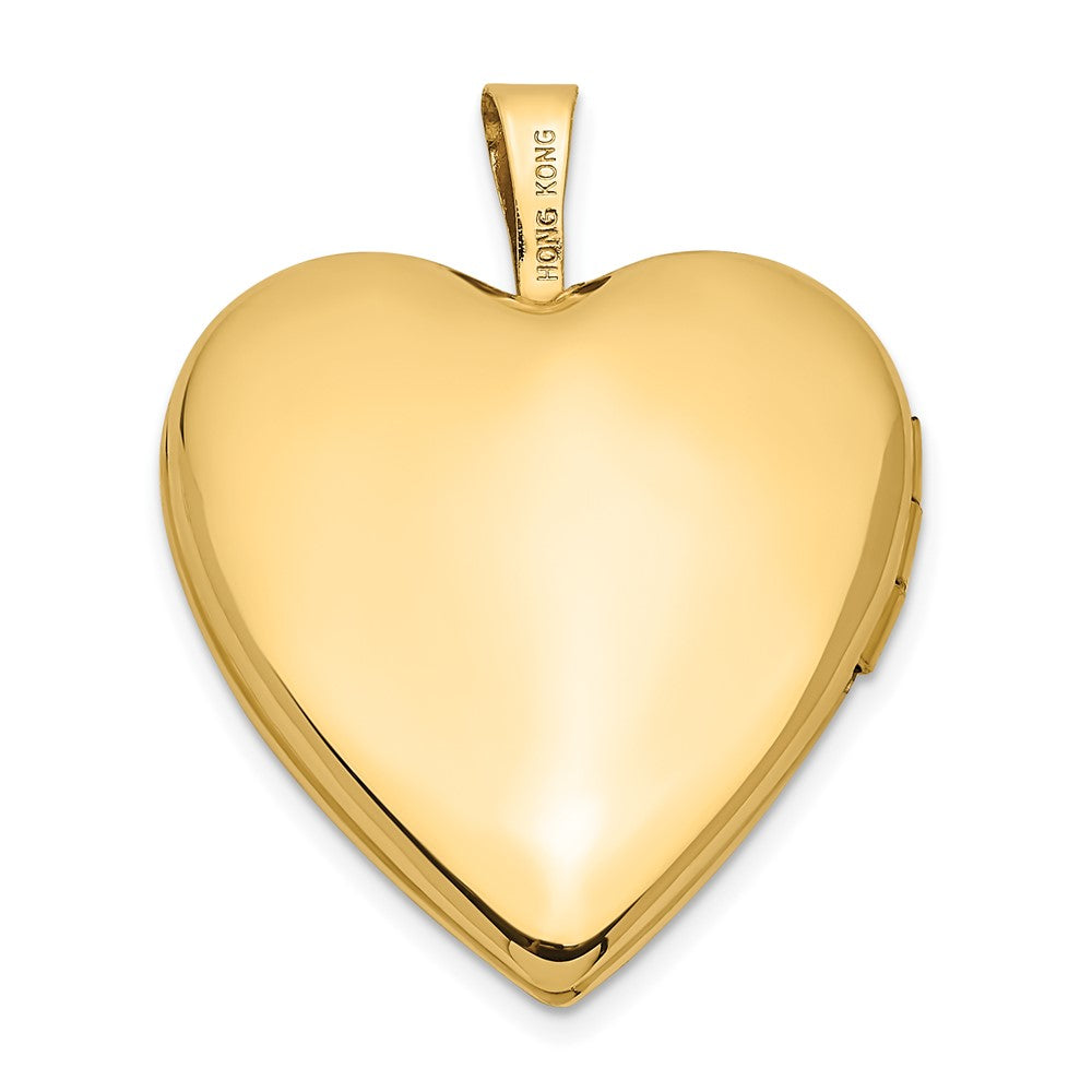 14K Yellow Gold 20mm Enamel Rose Heart Locket