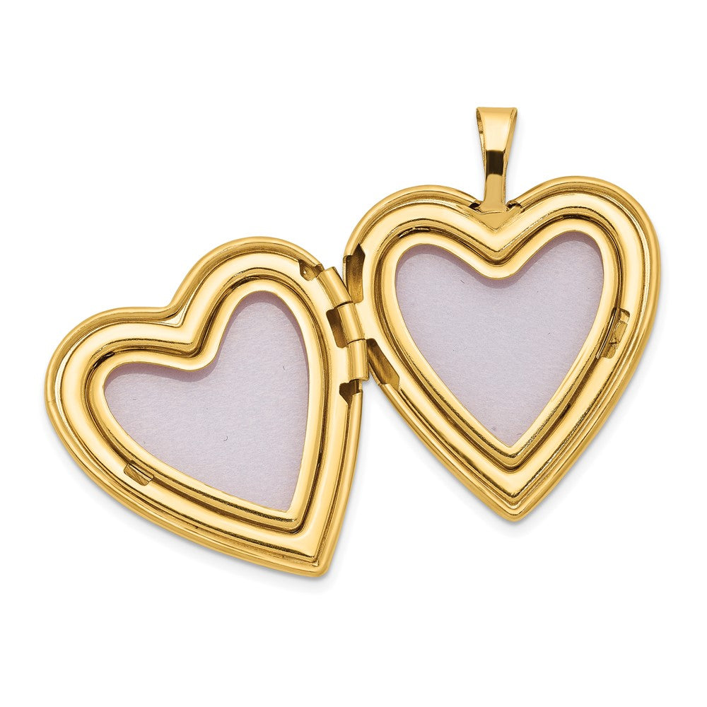 14K Yellow Gold 20mm Enamel Rose Heart Locket