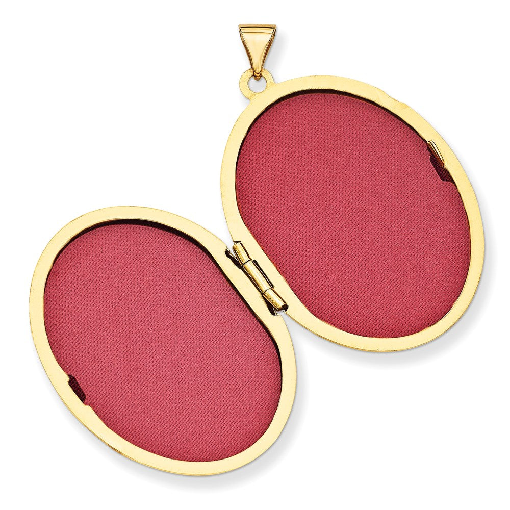 14k Yellow Gold 32mm Oval Flower With Scrolls Locket