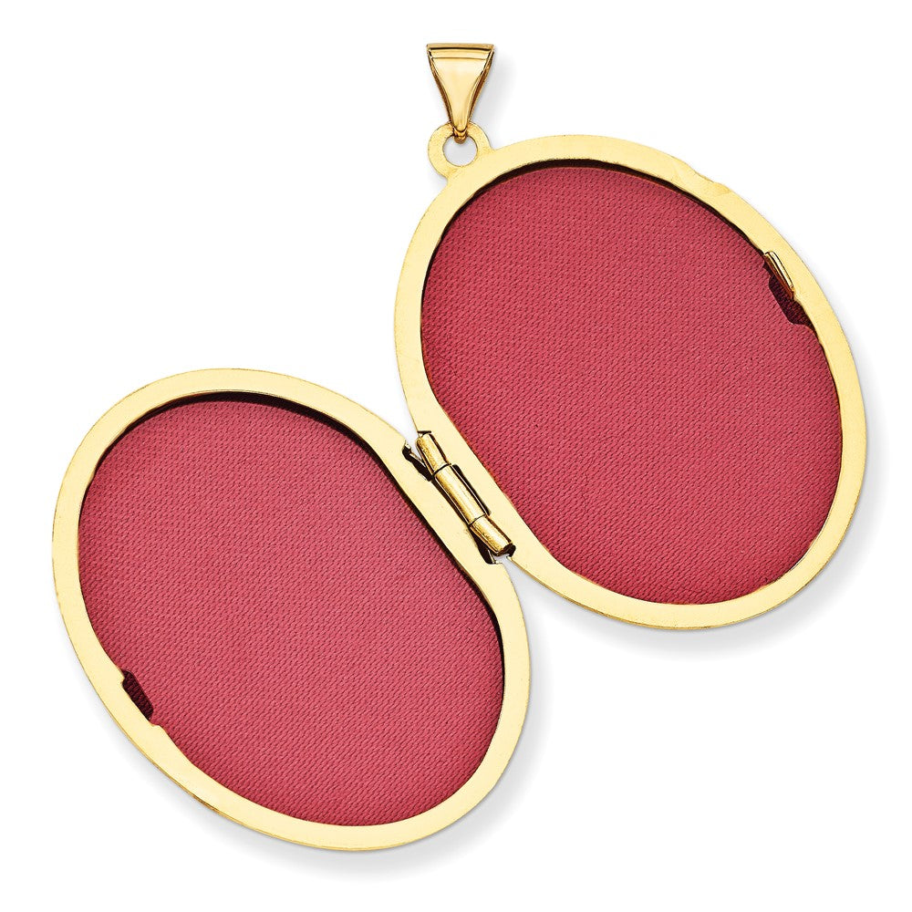 14k Yellow Gold 32mm Oval Flower With Scrolls Locket