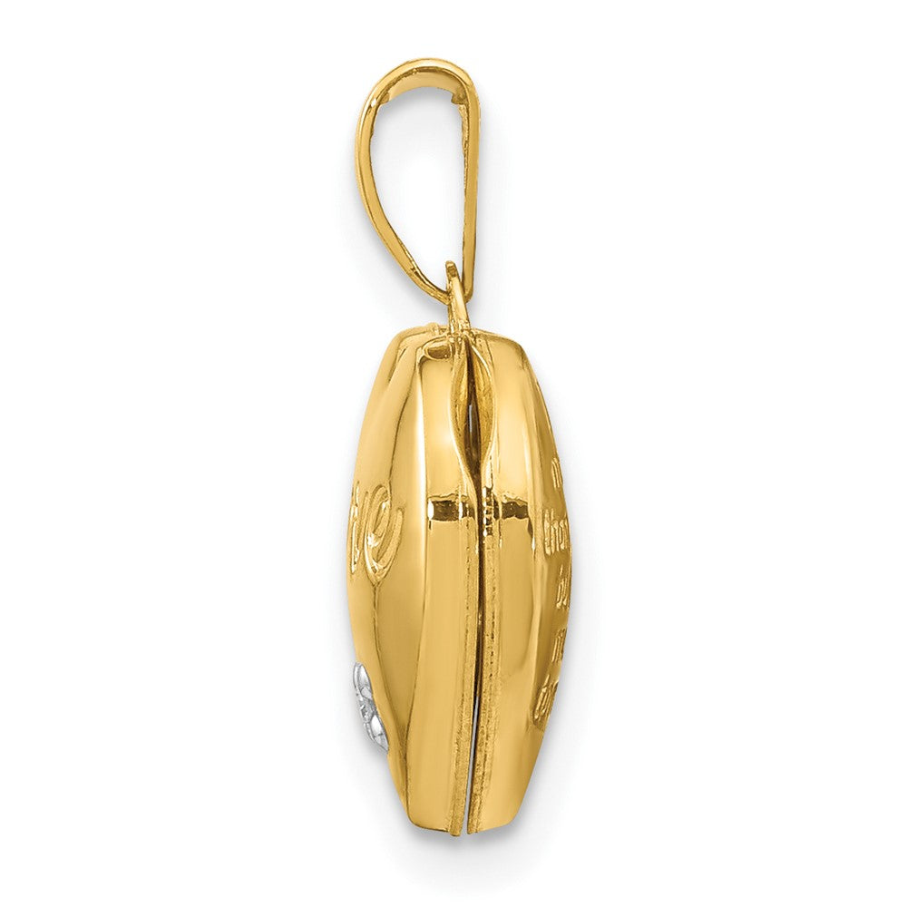 14k Yellow Gold Two-toned 12mm Diamond LOVE w/Heart Charm Heart Locket