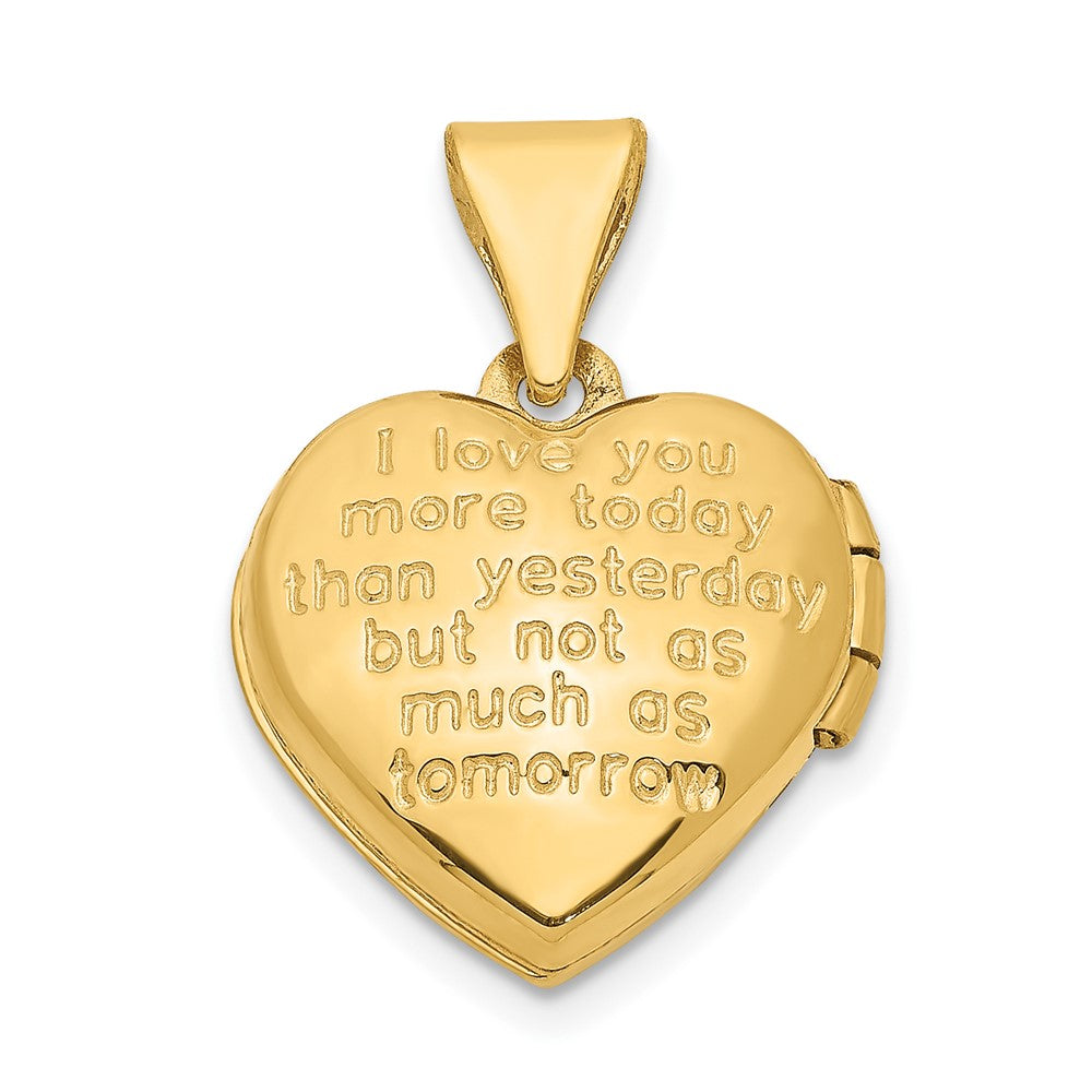 14k Yellow Gold Two-toned 12mm Diamond LOVE w/Heart Charm Heart Locket