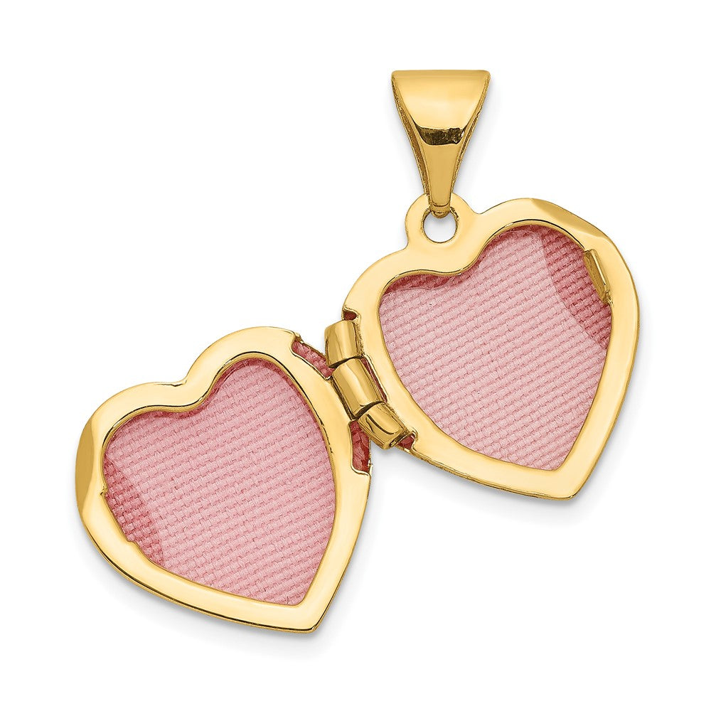 14k Yellow Gold Two-toned 12mm Diamond LOVE w/Heart Charm Heart Locket