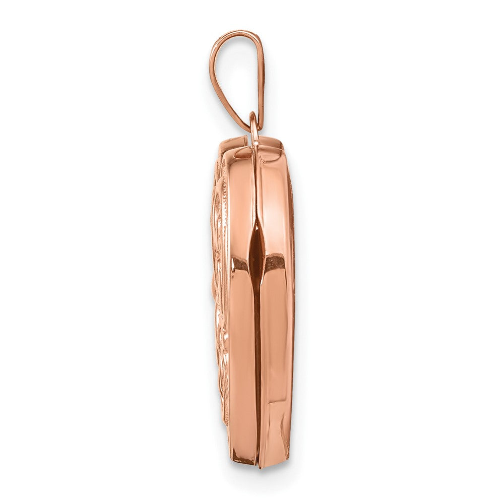 14k Rose Gold 18mm Scrolled Love You Always Heart Locket