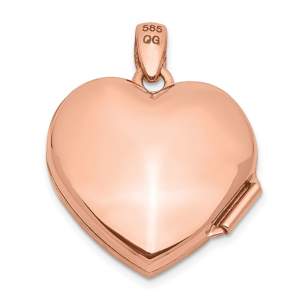 14k Rose Gold Rose Gold w/ Diamond Vintage 18mm Heart Locket
