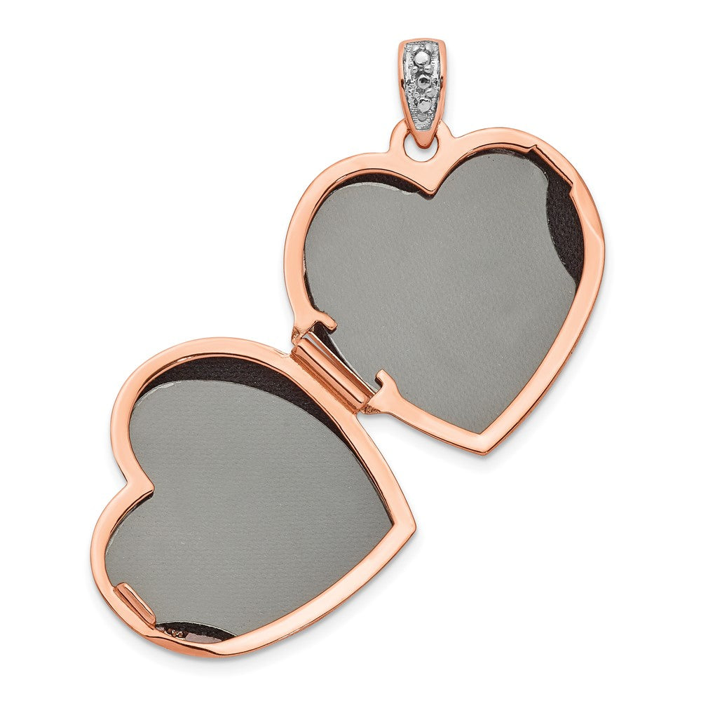14k Rose Gold Rose Gold w/ Diamond Vintage 18mm Heart Locket