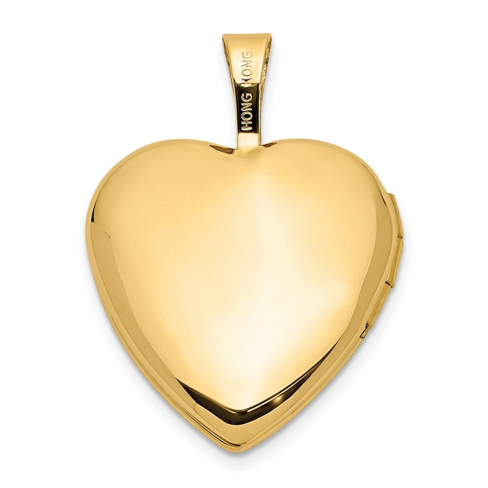14k Yellow Gold 16mm with .01ct. Diamond Star Heart Locket