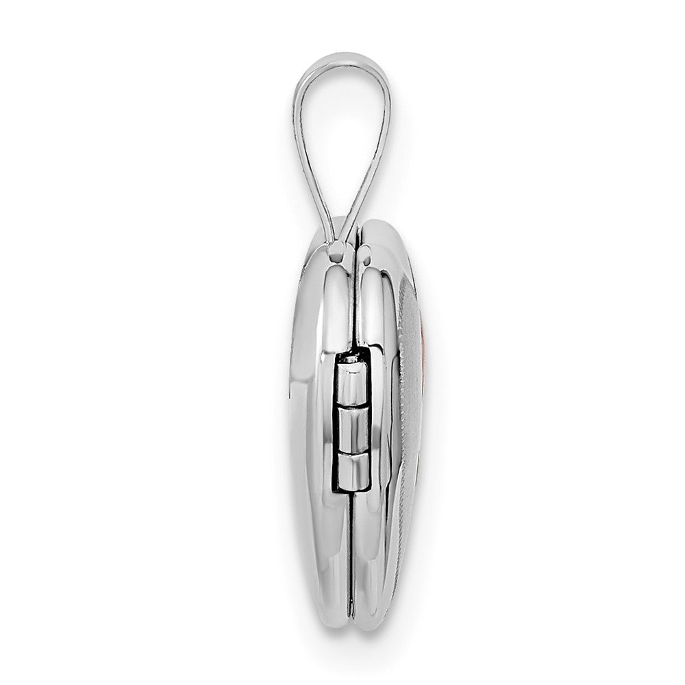 14k White Gold 12mm Satin with Enamel Rose Heart Locket