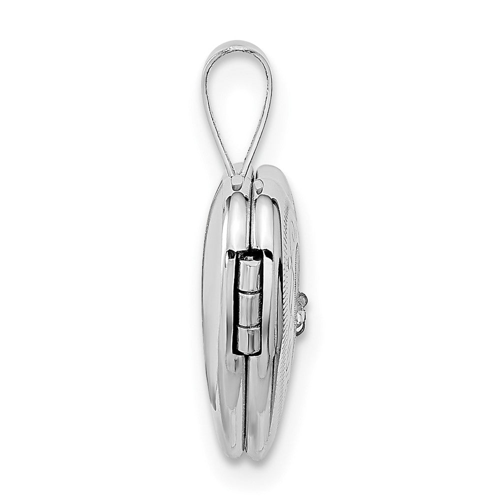 14k White Gold 12mm w/ .01ct. Diamond Star Heart Locket