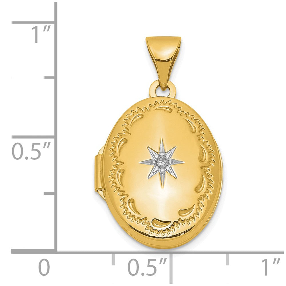 14ky Polished Diamond Oval Locket