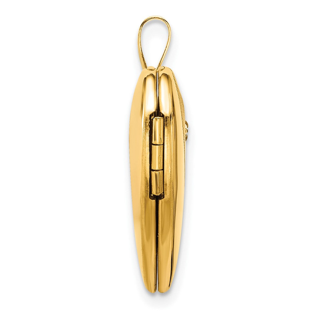 14K Yellow Gold 20mm Satin and Polished Diamond Heart Locket