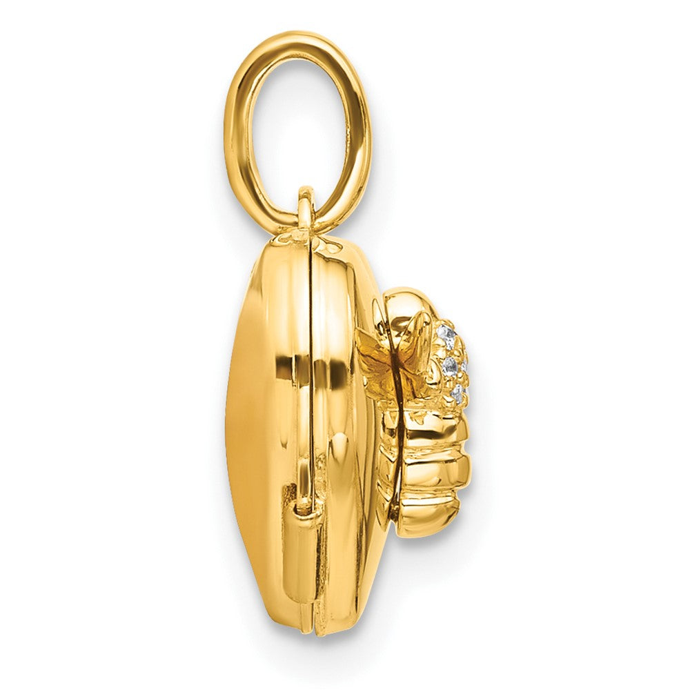 14K Polished CZ Bee Heart 12mm Locket