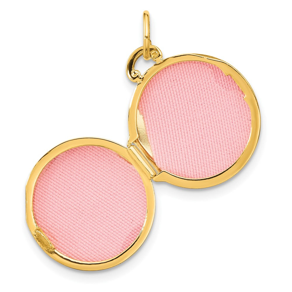 14K and White Rhodium Polished Diamond 16mm Round Locket