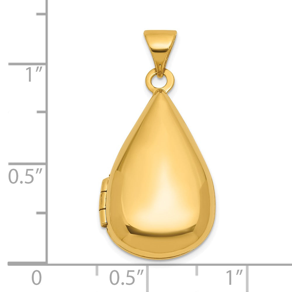 14k Polished 21x13mm Teardrop Shaped Locket