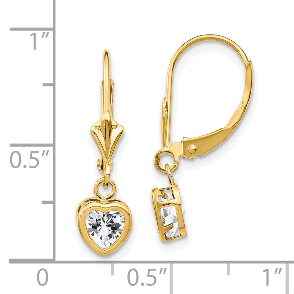 14k 5mm Heart Cubic Zirconia Earrings