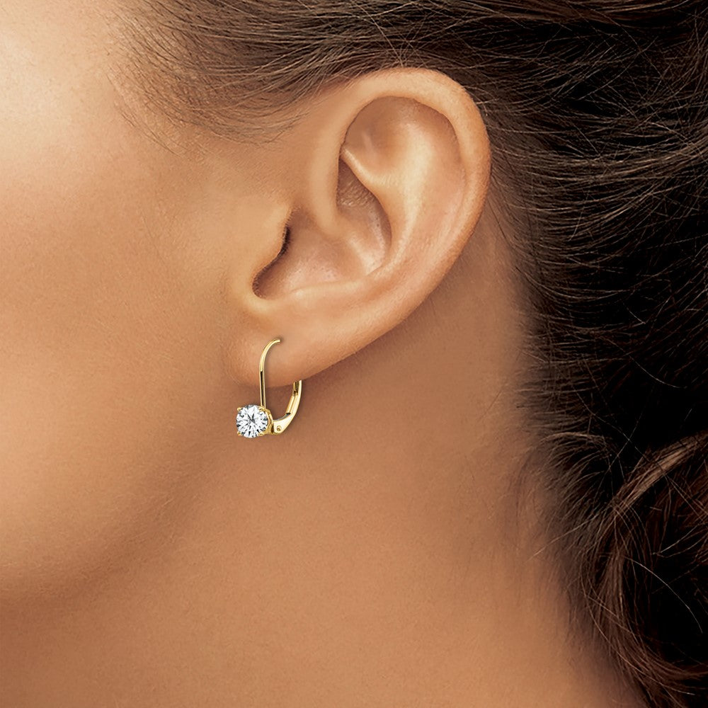 14k 5mm Cubic Zirconia Leverback Earrings