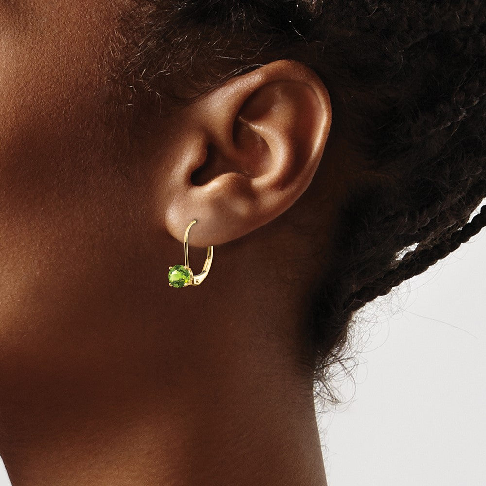 14k 5mm Peridot Leverback Earrings