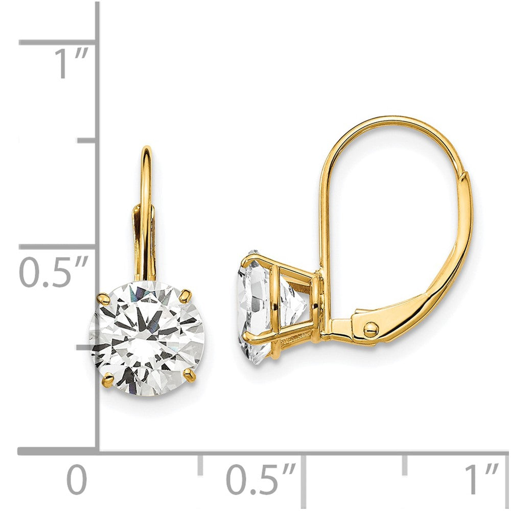 14k 7mm Cubic Zirconia Leverback Earrings