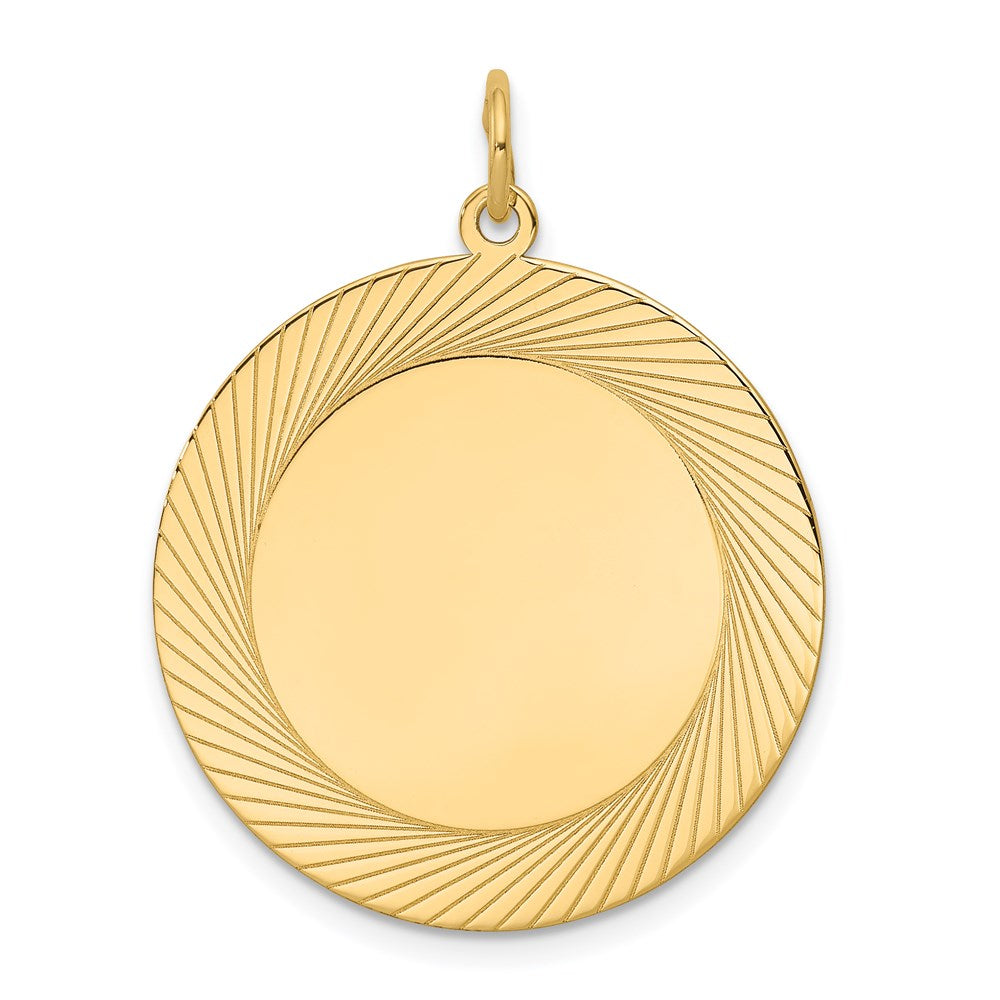 14k Etched Design .018 Gauge Circular Engravable Disc Charm