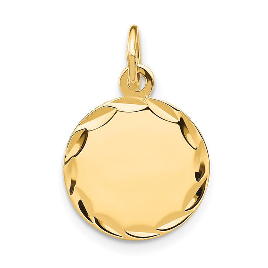 14k Etched .027 Gauge Engravable Round Disc Charm