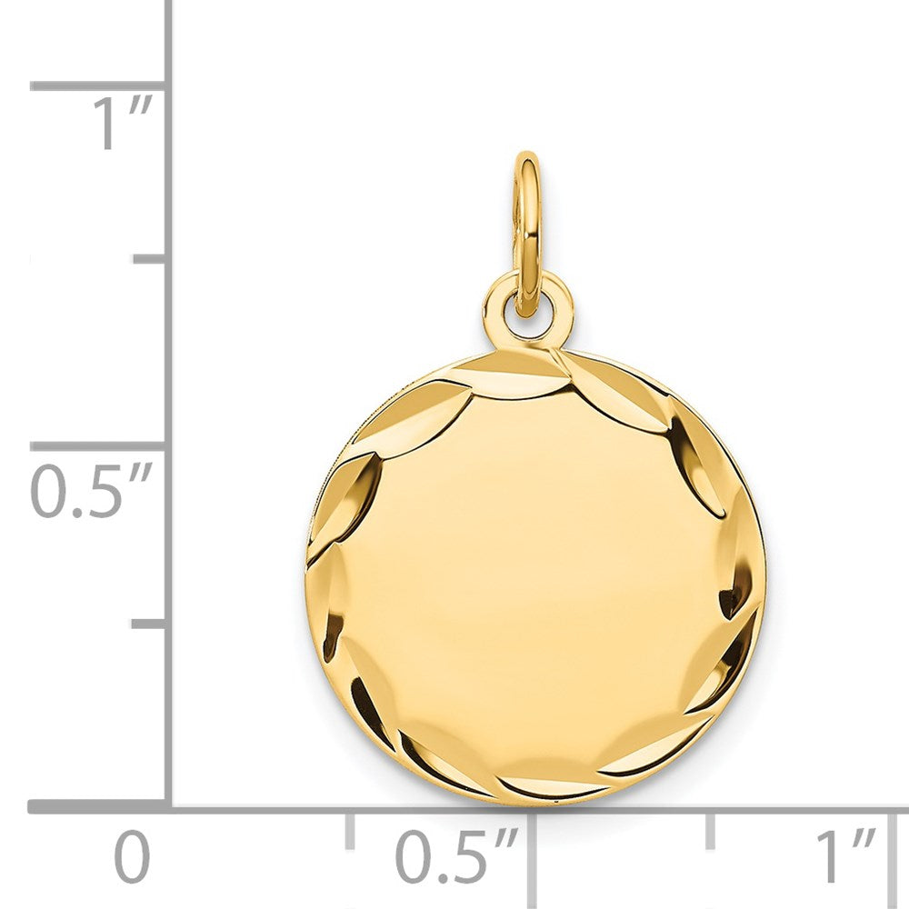 14k Etched .018 Gauge Engravable Round Disc Charm