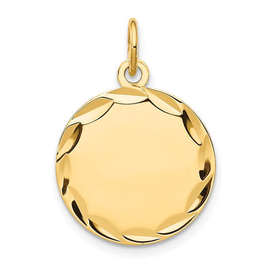 14k Etched .018 Gauge Engravable Round Disc Charm