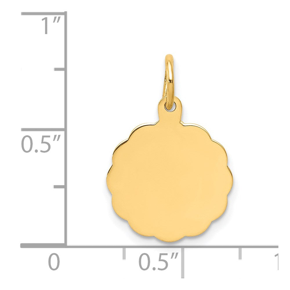 14k Yellow Gold .013 Gauge Engravable Scalloped Disc Charm
