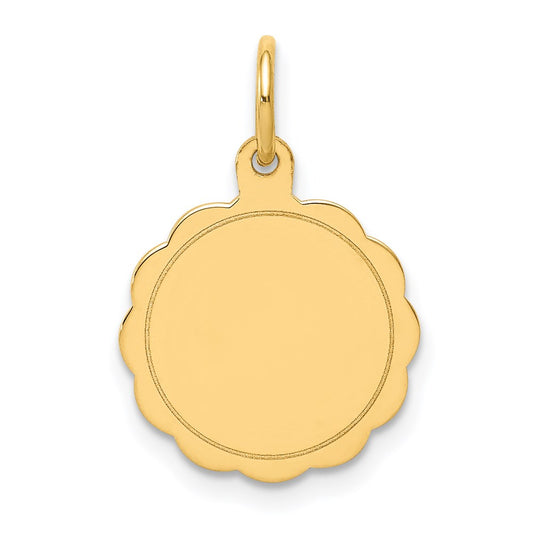 14k .011 Gauge Engravable Scalloped Disc Charm