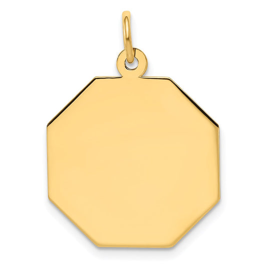 14k Plain .027 Gauge Engravable Octagonal Disc Charm