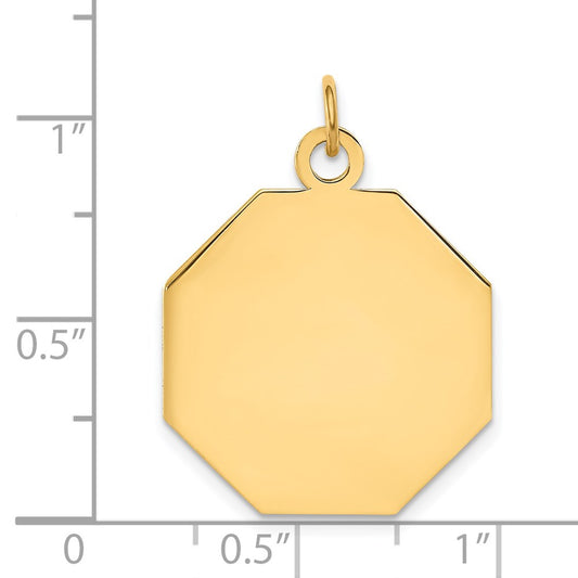 14k Plain .027 Gauge Engravable Octagonal Disc Charm
