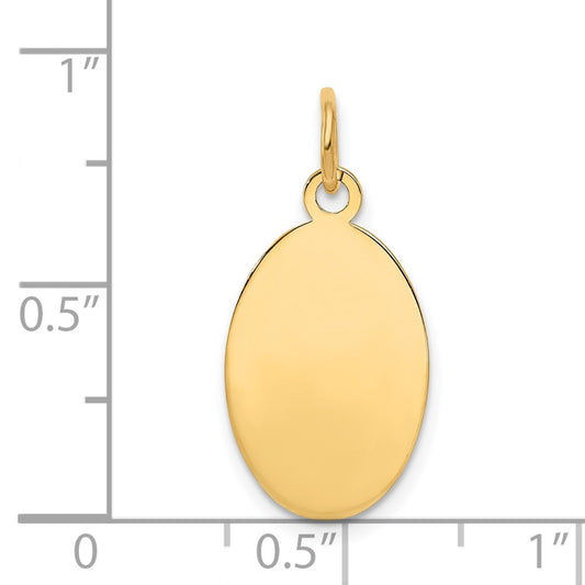 14k Plain .035 Gauge Engravable Oval Disc Charm