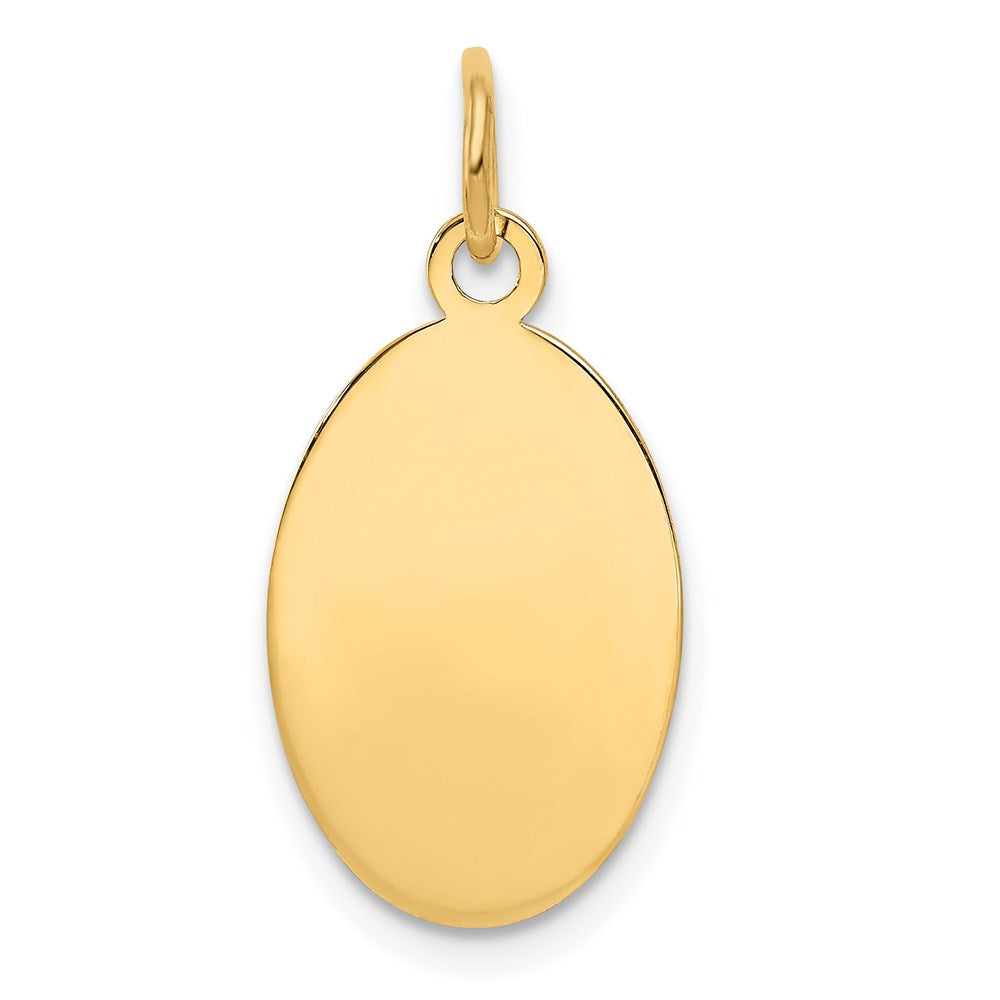 14k Yellow Gold Plain .013 Gauge Engravable Oval Disc Charm
