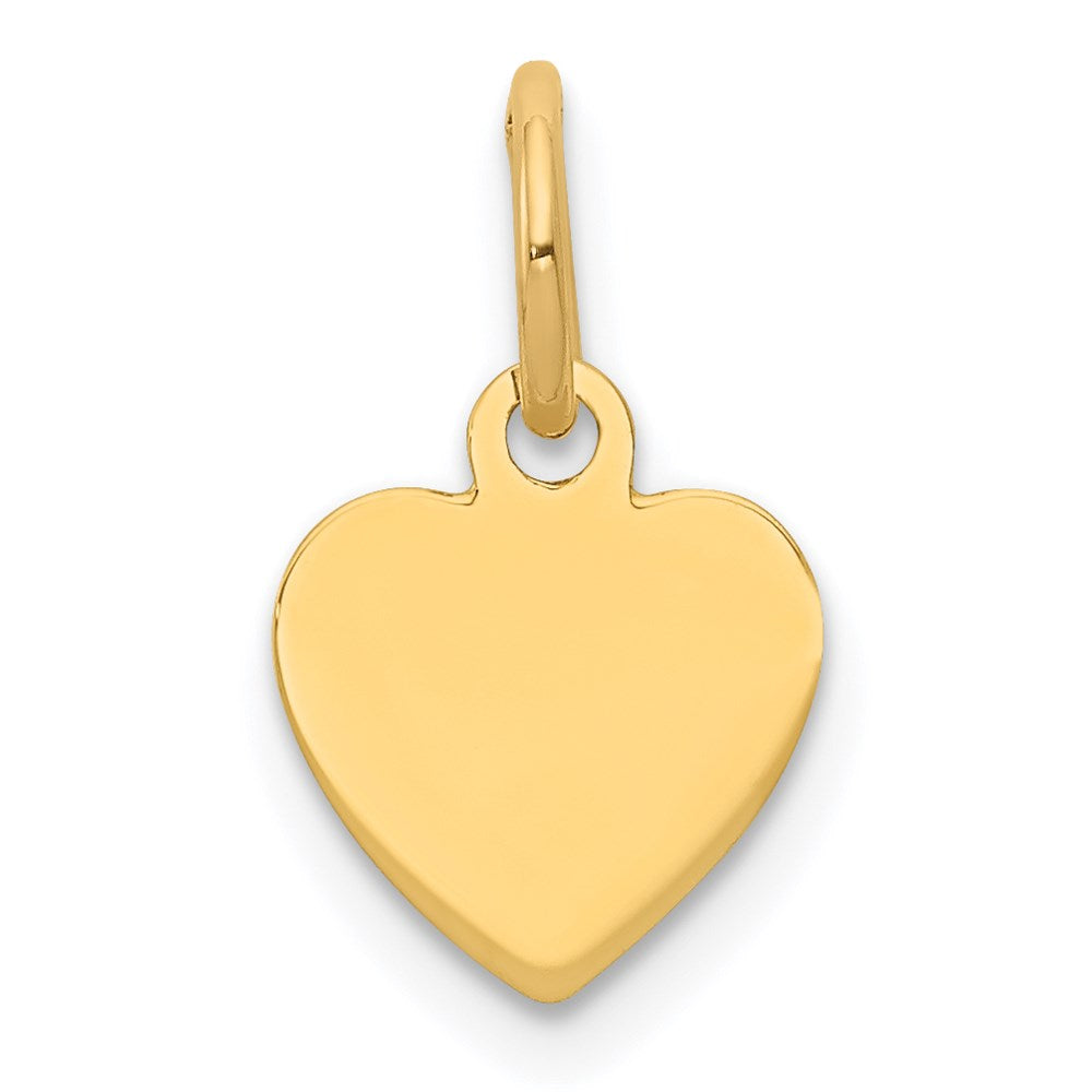 14k Yellow Gold Plain .011 Gauge Engravable Heart Disc Charm
