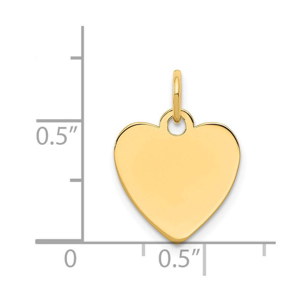 14k Yellow Gold Plain .013 Gauge Engravable Heart Disc Charm