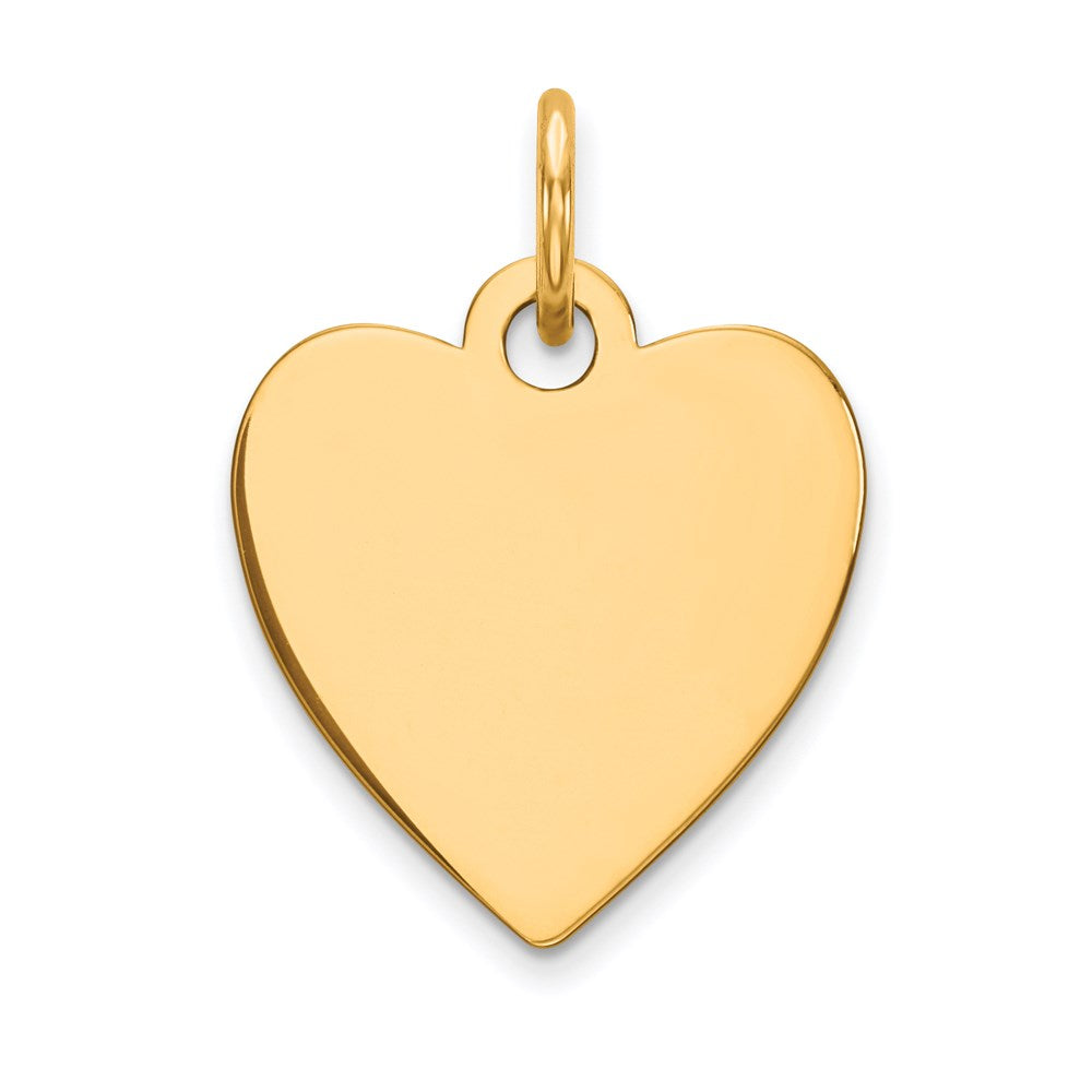 14k Yellow Gold Plain .013 Gauge Engravable Heart Disc Charm