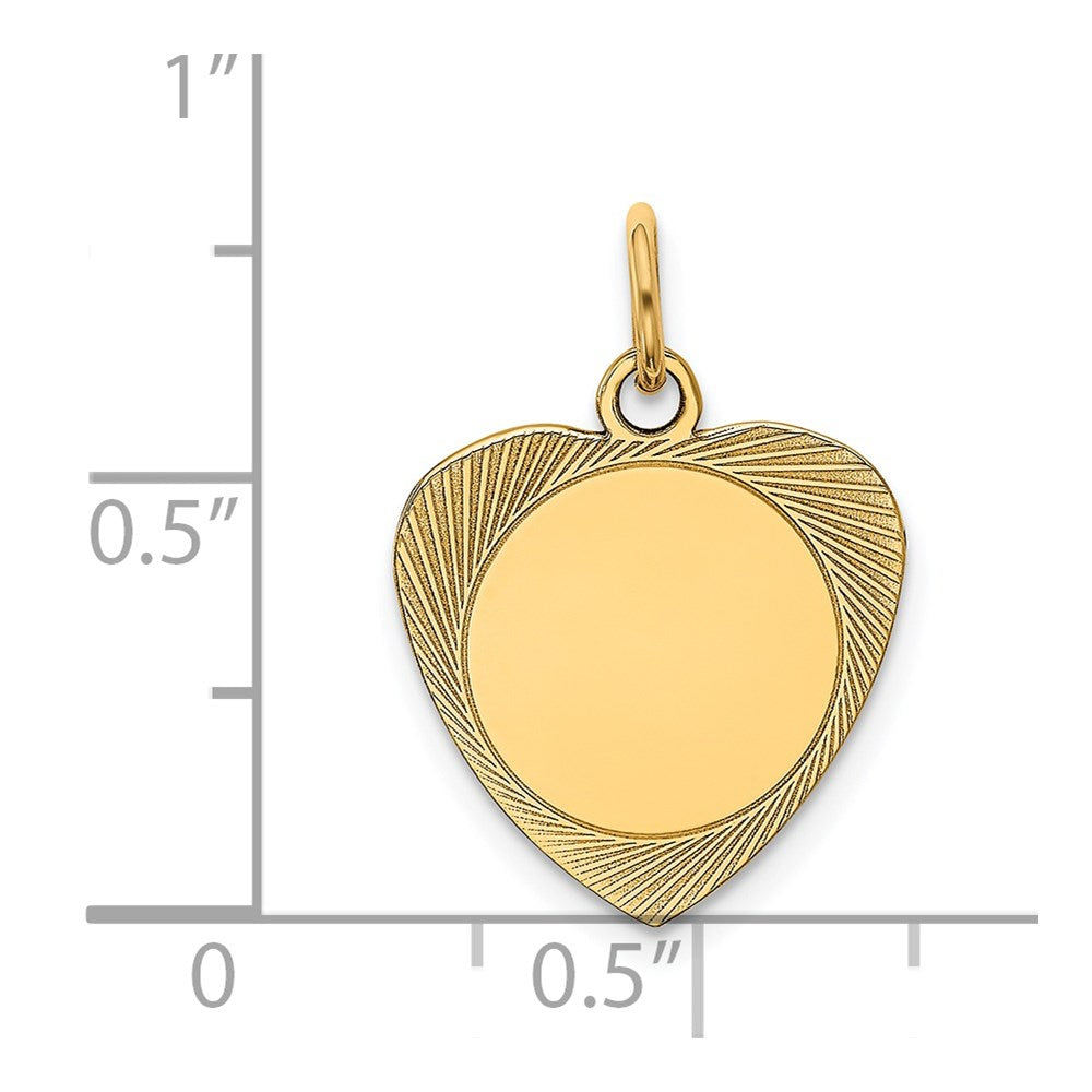 14k Etched .013 Gauge Engravable Heart Disc Charm