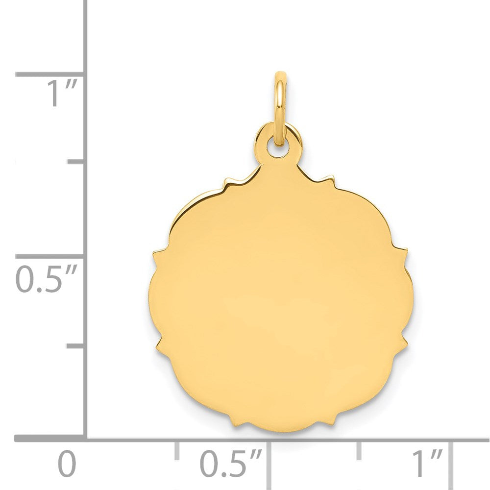 14k Yellow Gold Plain .013 Gauge Engravable Disc Charm