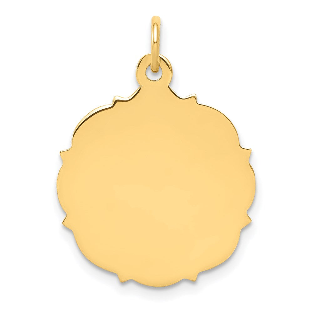 14k Yellow Gold Plain .013 Gauge Engravable Disc Charm