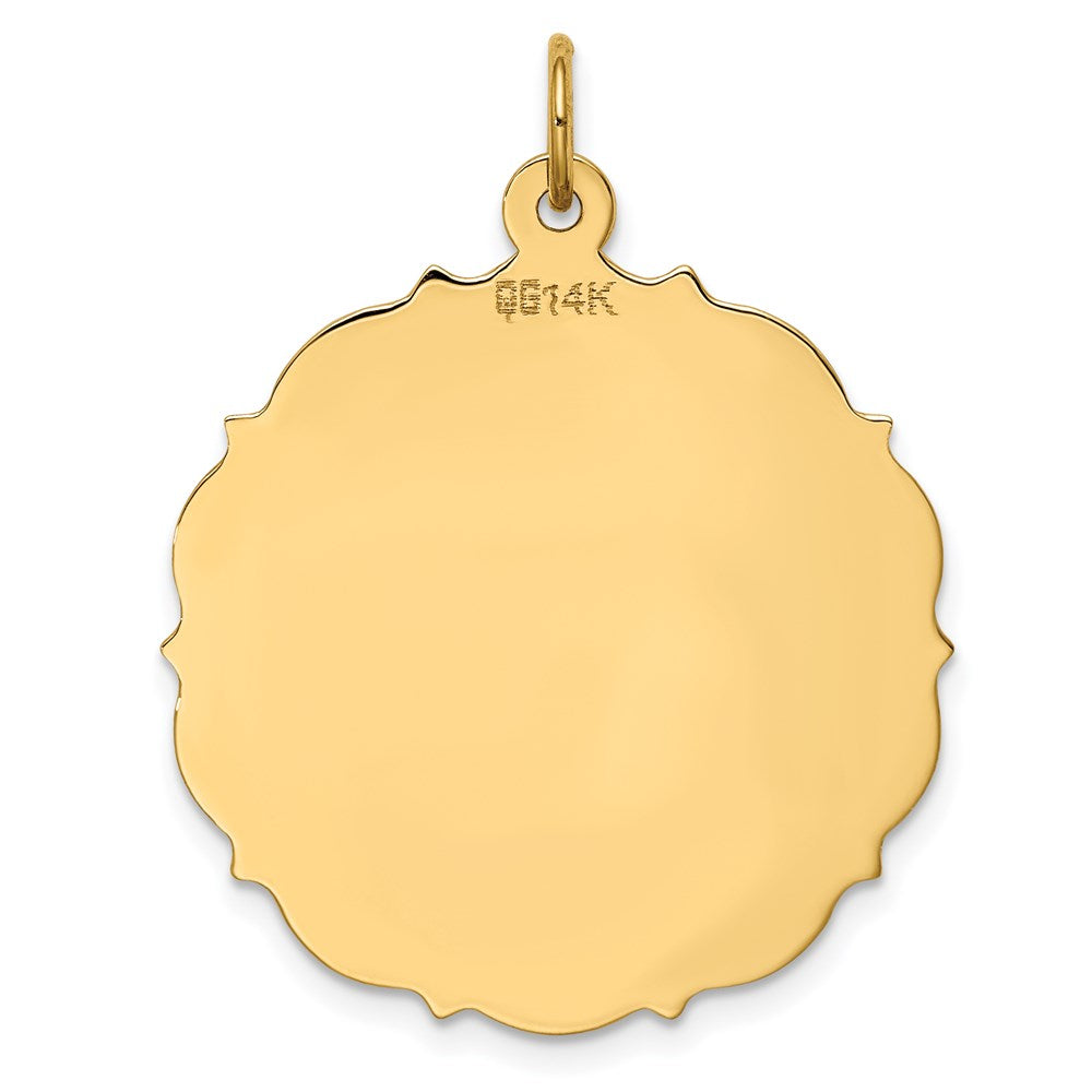 14k Yellow Gold Plain .018 Gauge Engravable Disc Charm