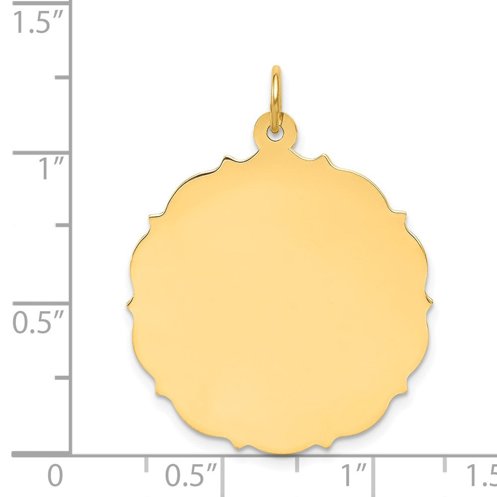 14k Yellow Gold Plain .018 Gauge Engravable Disc Charm