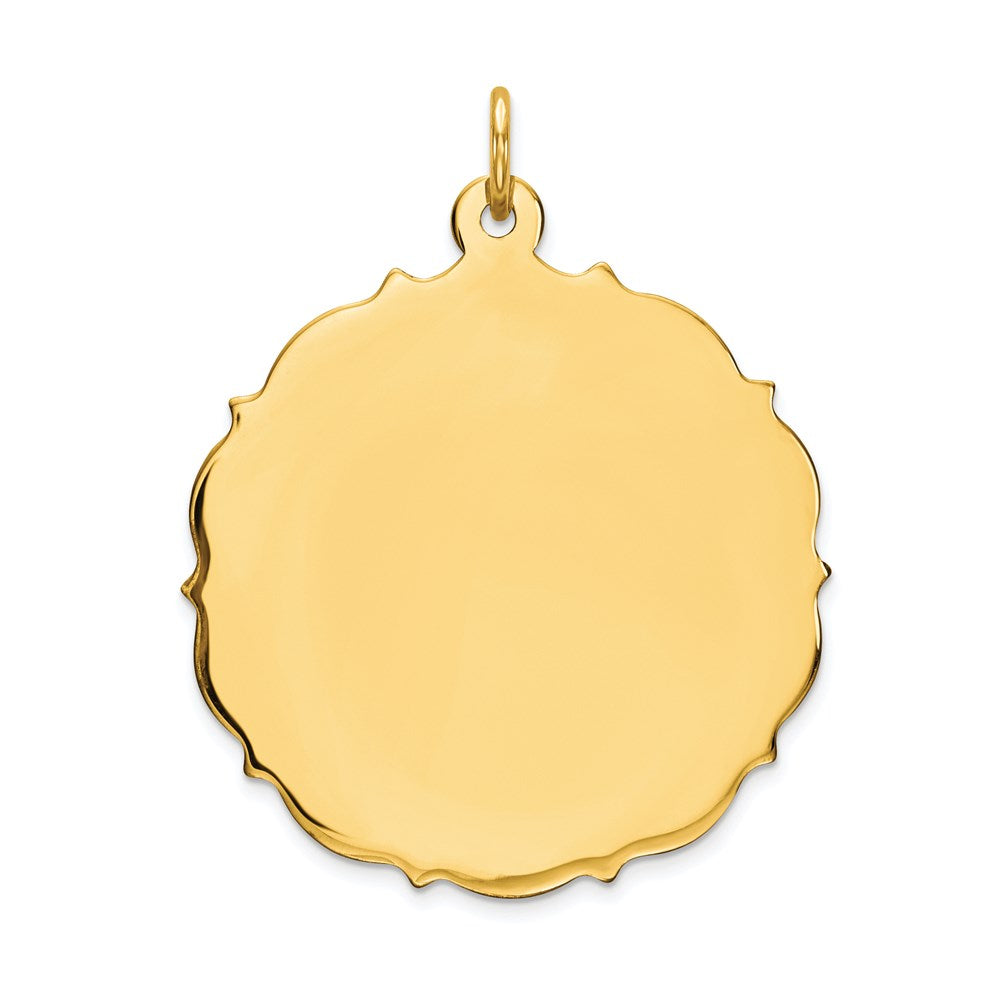 14k Yellow Gold Plain .018 Gauge Engravable Disc Charm