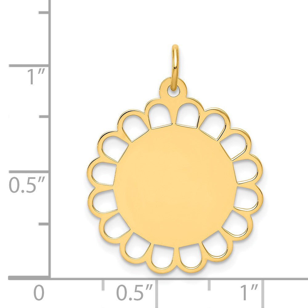 14k Plain .018 Gauge Engravable Flower Disc Charm